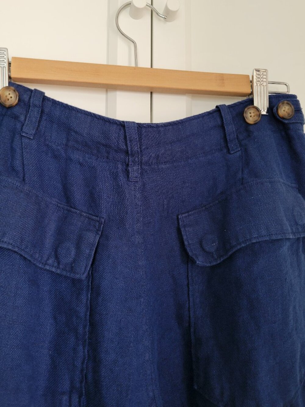 Y2K Vintage Polo Ralph Lauren Pants Blue Utility Pocket Workwear 100% Linen - Picture 5 of 13